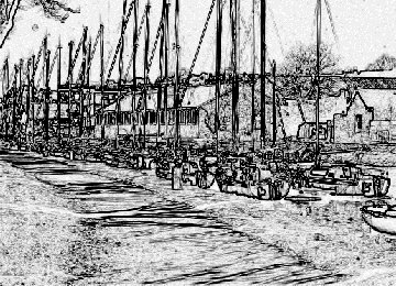 En aval de la passerelle