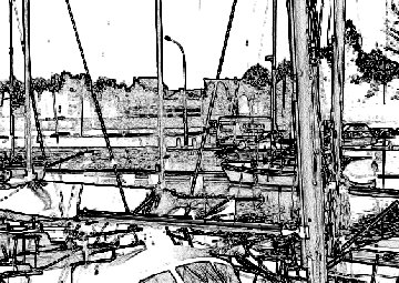 En aval de la passerelle