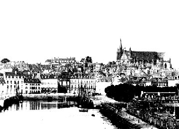 Le plus vieux clich� connu de Vannes - ant�rieur � 1860. On aper�oit, � droite, les chantiers de construction navale en d�clin. - Arch. D�p. du Morbihan , fonds Galles. - Photo J.-F. Decker