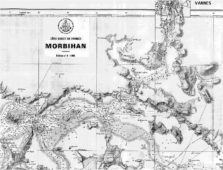 Partie sup�rieur de la carte des fonds marins du Golfe du Morbihan - Edition N�8 - 1956