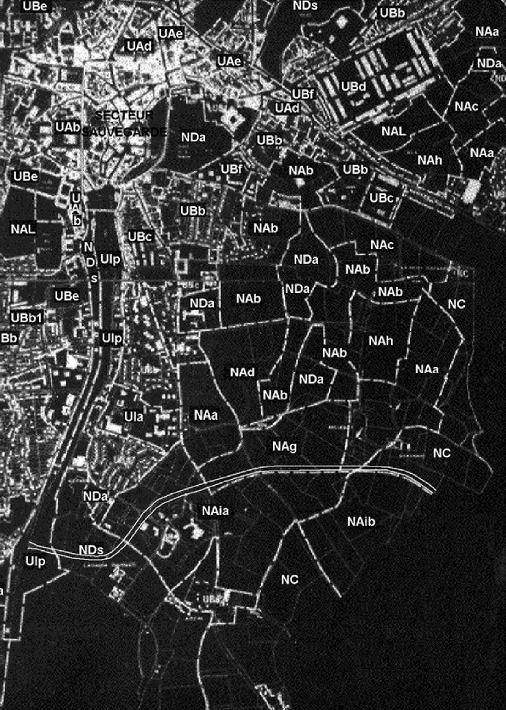 Zoom sur la future extension du tissus urbain à l'est entre le Port et la Route de Nantes.