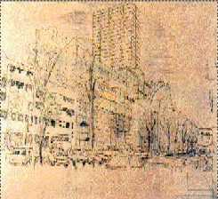 Croquis : Vue depuis le Mail